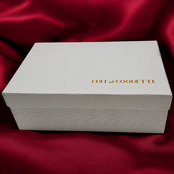 Cult of Coquette EMPTY Shoe Box w Tissue Paper Dust Covers Card - Picture 1 of 16